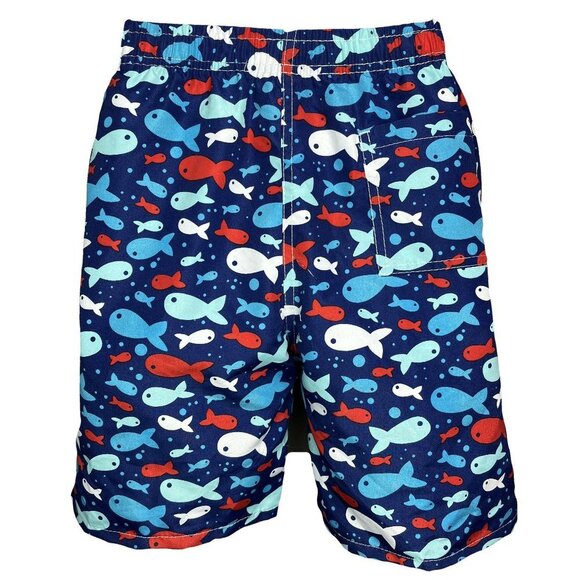 Boy's Swim Trunks, Kids Pool Shorts, Fish Print - Picture 2 of 3